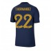 Cheap France Theo Hernandez #22 Home Football Shirt World Cup 2022 Short Sleeve